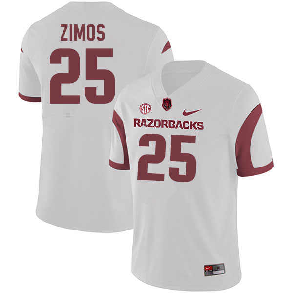 Men #25 Zach Zimos Arkansas Razorbacks College Football Jerseys Sale-White - Click Image to Close